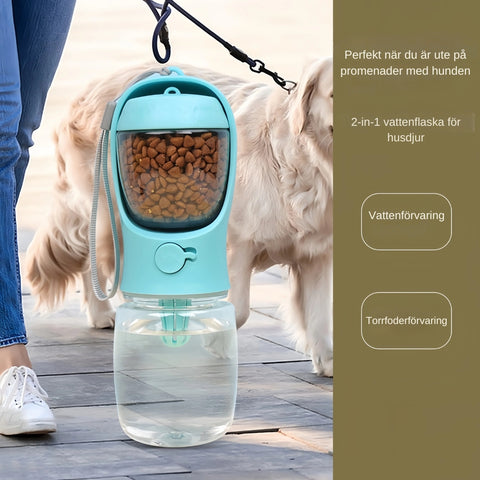Bärbar mat- och vattenflaska för hund och katt