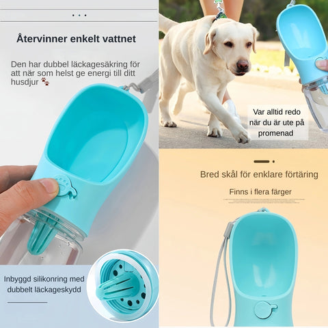 Bärbar mat- och vattenflaska för hund och katt
